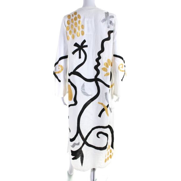 Calypso Saint Barth Womens Satin Paisley Drawstring Midi Dress Navy Orange Small - Picture 10 of 10